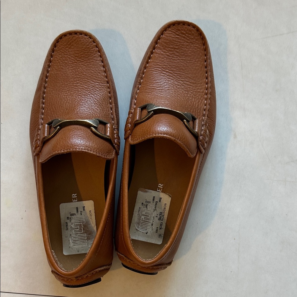 Donald J. Pliner Brown Leather Slip-Ons